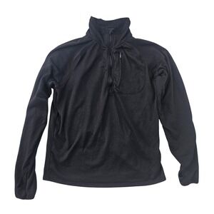 Pacific Trail Mens Grid Fleece Quarter Zip Pullover‎ Black Size Medium Mock Neck